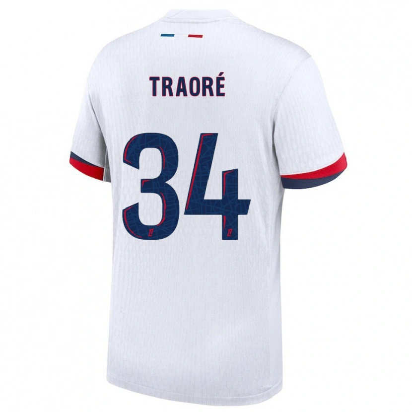 Danxen Heren Naolia Traoré #34 Wit Rood Uitshirt Uittenue 2025/26 T-Shirt