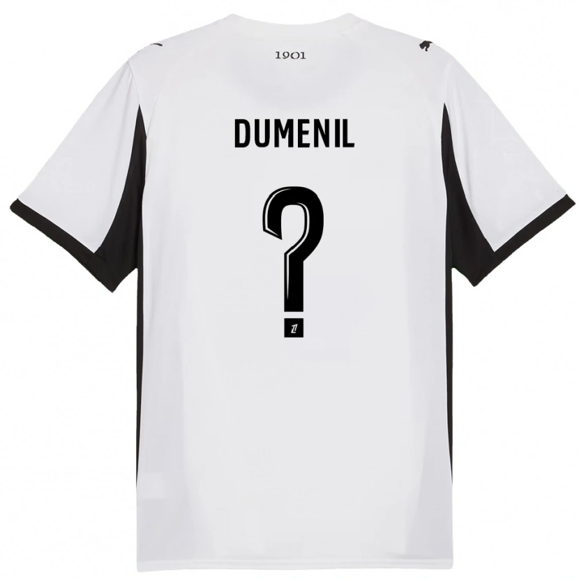 Danxen Heren Kylian Dumenil #0 Wit Zwart Uitshirt Uittenue 2025/26 T-Shirt