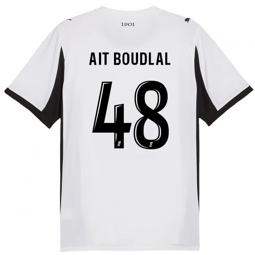 Danxen Heren Abdelhamid Ait Boudlal #48 Wit Zwart Uitshirt Uittenue 2025/26 T-Shirt