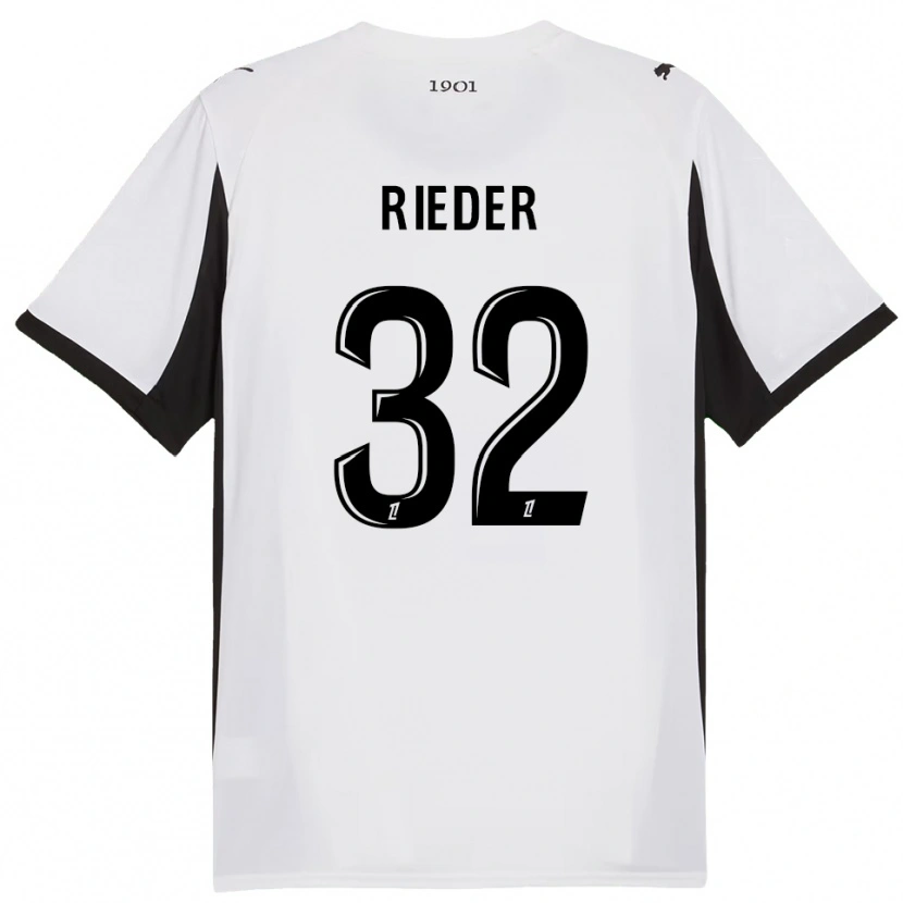 Danxen Heren Fabian Rieder #32 Wit Zwart Uitshirt Uittenue 2025/26 T-Shirt