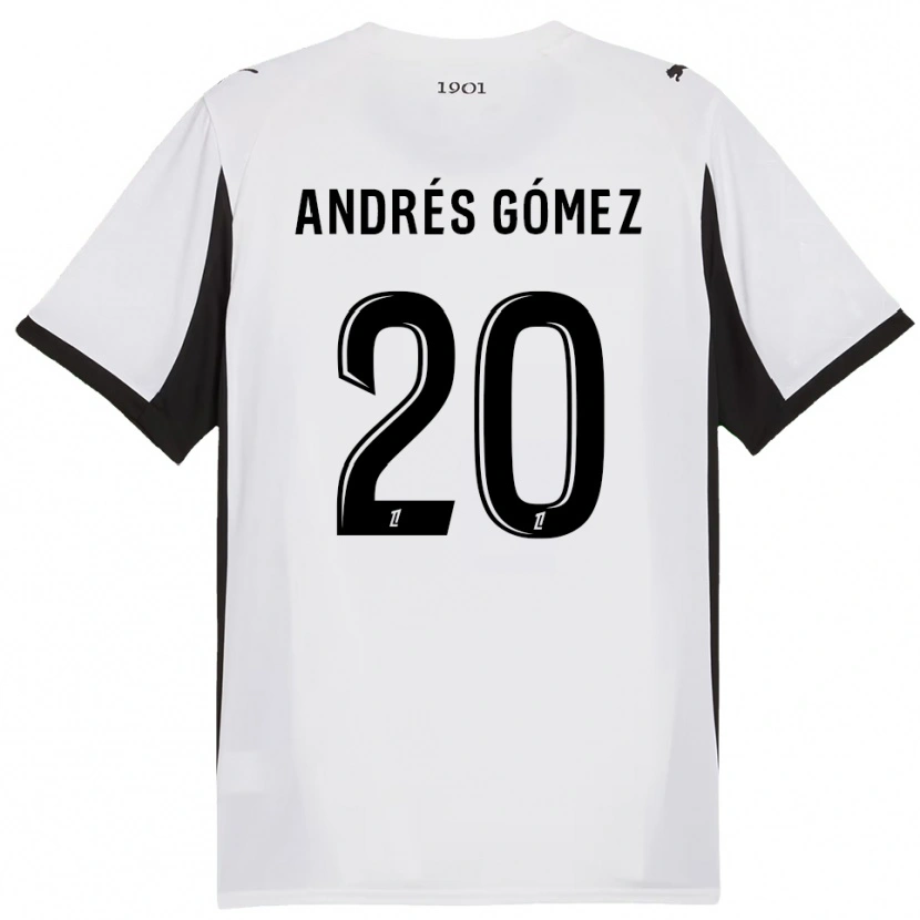 Danxen Heren Carlos Andrés Gómez #20 Wit Zwart Uitshirt Uittenue 2025/26 T-Shirt