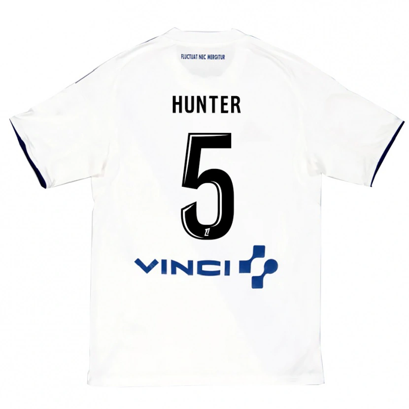 Danxen Heren Sarah Hunter #5 Wit Blauw Uitshirt Uittenue 2025/26 T-Shirt