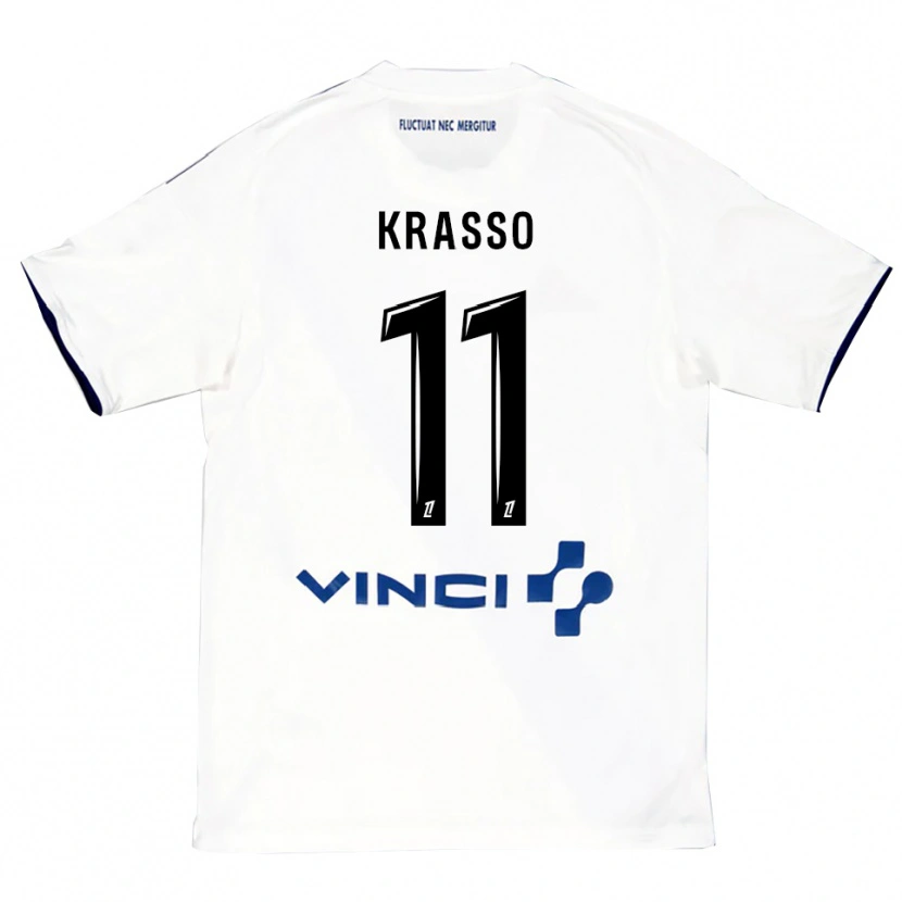 Danxen Heren Jean-Philippe Krasso #11 Wit Blauw Uitshirt Uittenue 2025/26 T-Shirt
