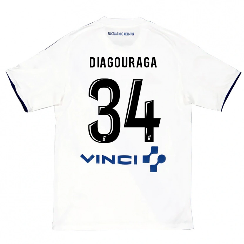 Danxen Heren Djibril Diagouraga #34 Wit Blauw Uitshirt Uittenue 2025/26 T-Shirt