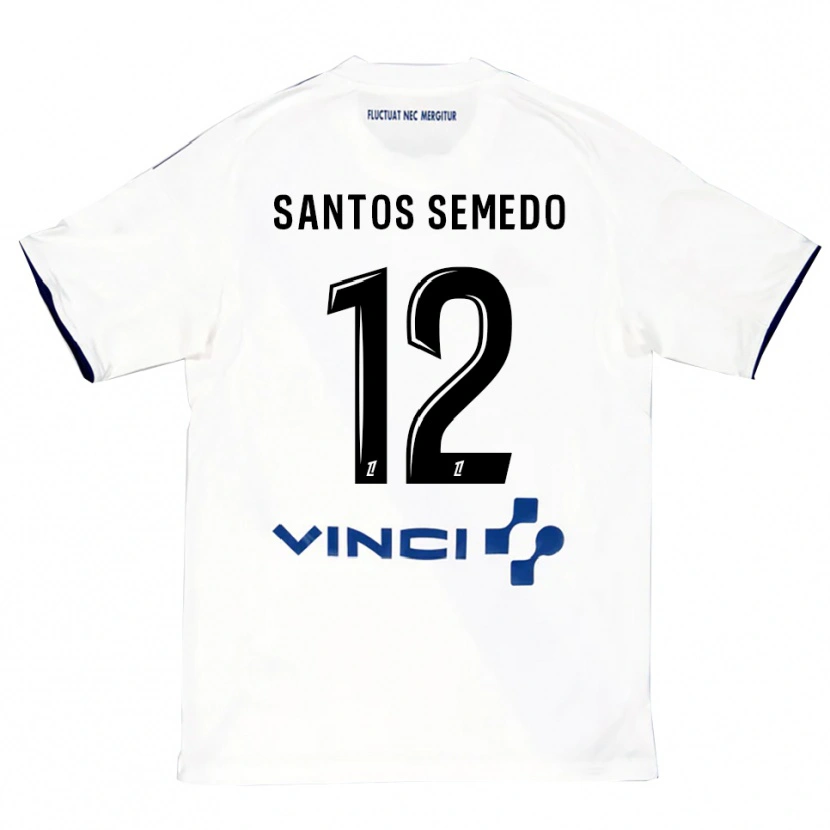 Danxen Heren Ilyes Dos Santos Semedo #12 Wit Blauw Uitshirt Uittenue 2025/26 T-Shirt
