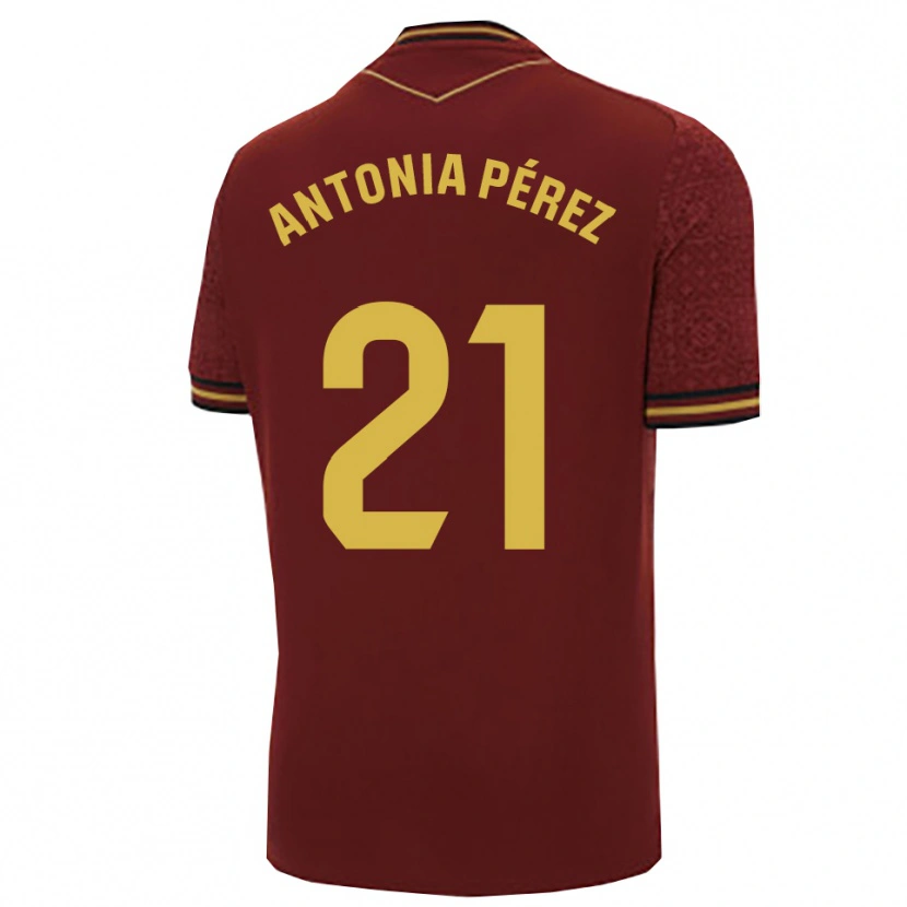 Danxen Heren Antonia Pérez Lopez #21 Bordeaux Goud Uitshirt Uittenue 2025/26 T-Shirt