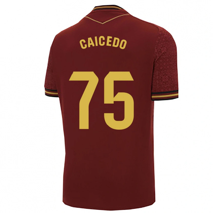 Danxen Heren Alfred Caicedo #75 Bordeaux Goud Uitshirt Uittenue 2025/26 T-Shirt