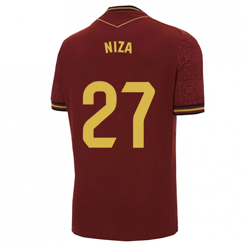 Danxen Heren Sergio Niza #27 Bordeaux Goud Uitshirt Uittenue 2025/26 T-Shirt