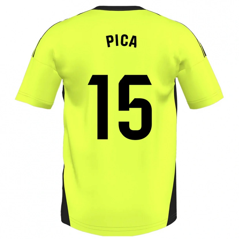 Danxen Heren Adrián Pica #15 Fluorescerend Geel Uitshirt Uittenue 2025/26 T-Shirt