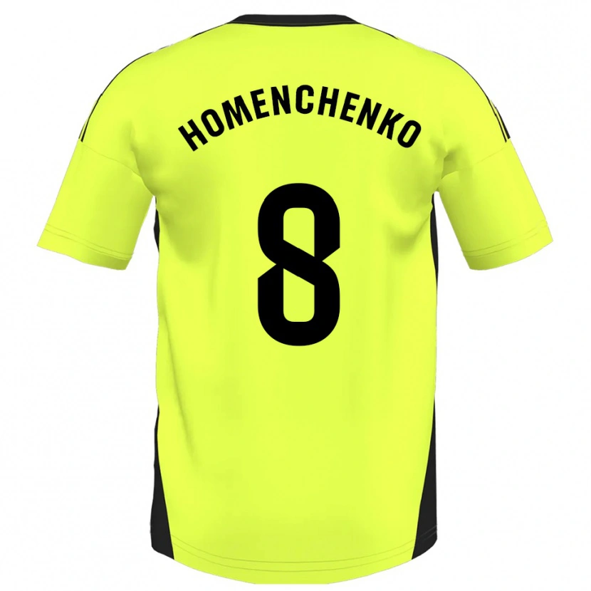 Danxen Heren Santiago Homenchenko #8 Fluorescerend Geel Uitshirt Uittenue 2025/26 T-Shirt