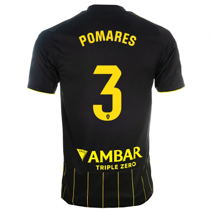 Danxen Heren Carlos Pomares #3 Zwart Geel Uitshirt Uittenue 2025/26 T-Shirt