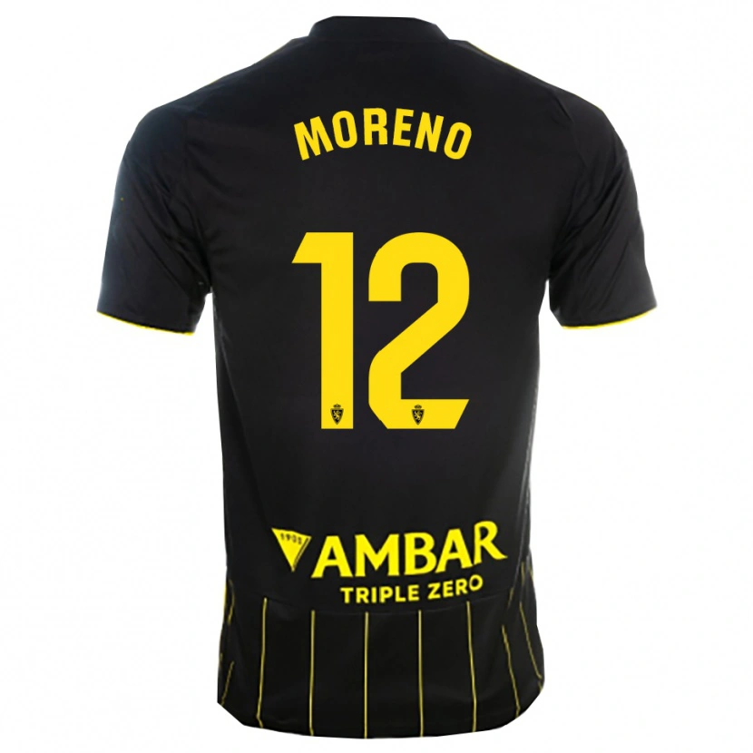 Danxen Heren Eloy Moreno #12 Zwart Geel Uitshirt Uittenue 2025/26 T-Shirt