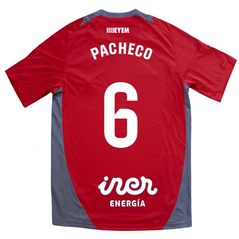 Danxen Heren Antonio Pacheco #6 Rood Grijs Uitshirt Uittenue 2025/26 T-Shirt