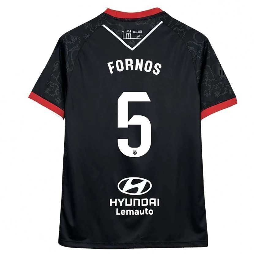 Danxen Heren Quique Fornos #5 Zwart Rood Uitshirt Uittenue 2025/26 T-Shirt