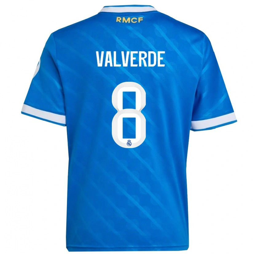 Danxen Heren Federico Valverde #8 Blauw Wit Thuisshirt Derde Tenue 2025/26 T-Shirt