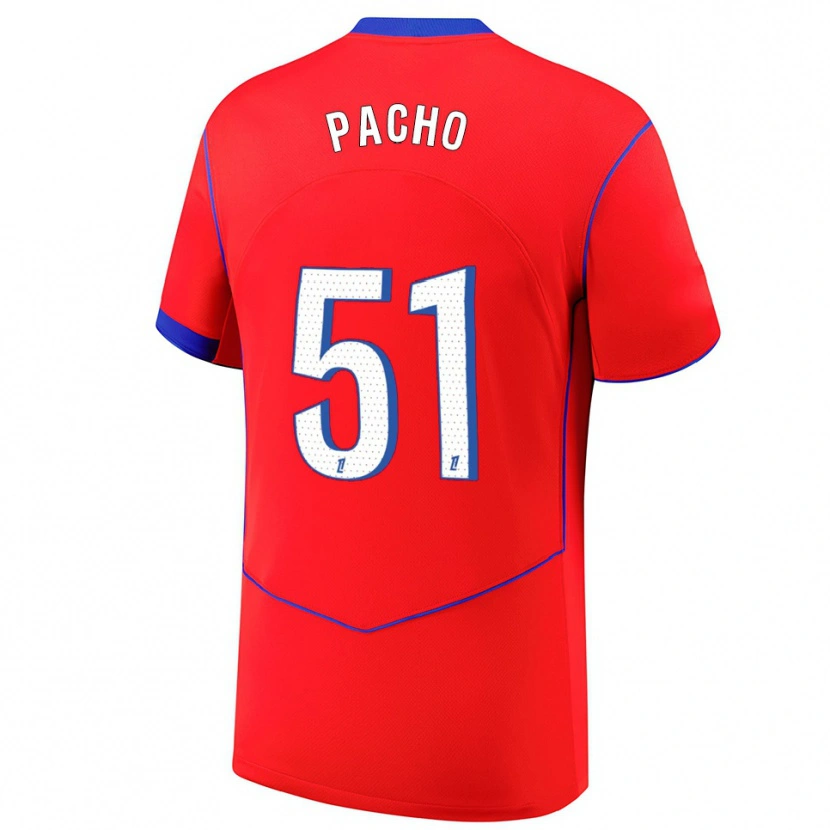 Danxen Heren Willian Pacho #51 Rood Blauw Wit Thuisshirt Derde Tenue 2025/26 T-Shirt