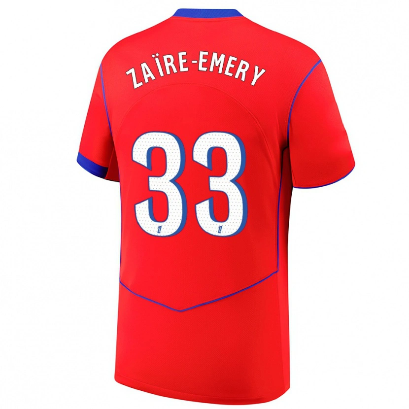 Danxen Heren Warren Zaïre-Emery #33 Rood Blauw Wit Thuisshirt Derde Tenue 2025/26 T-Shirt