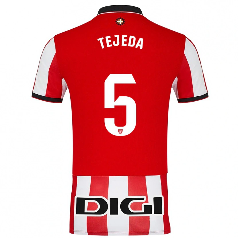 Danxen Dames Diego Tejeda #5 Rood Wit Thuisshirt Thuistenue 2025/26 T-Shirt