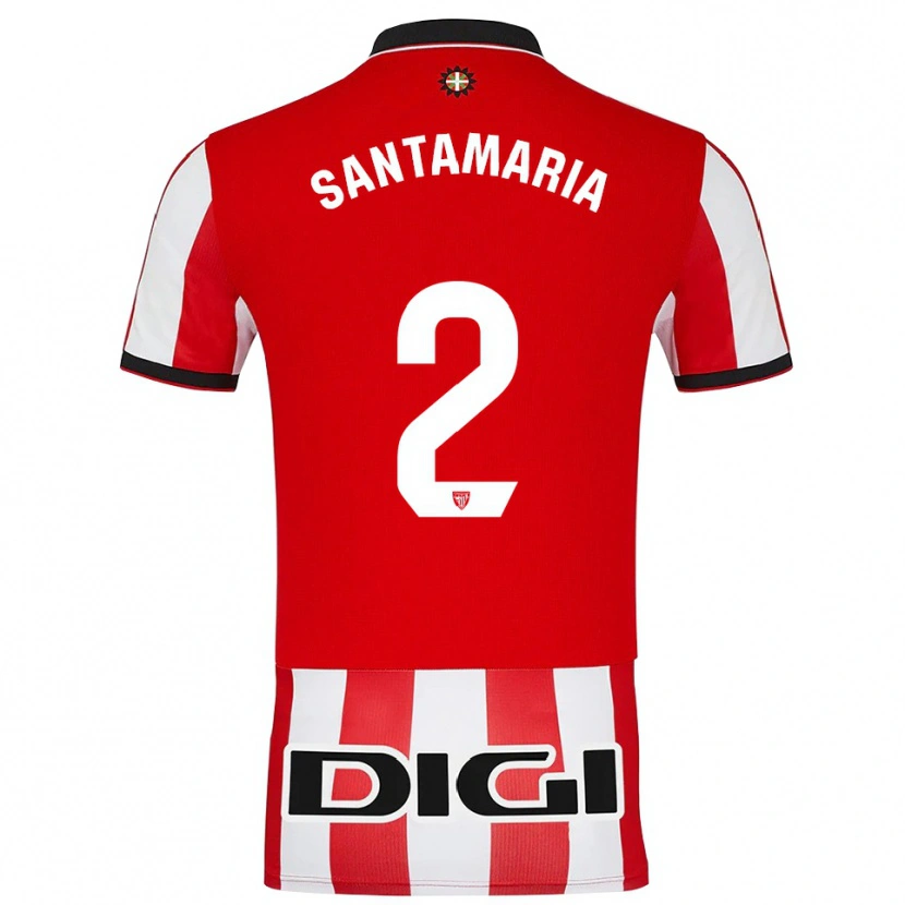 Danxen Dames Unai Santamaría #2 Rood Wit Thuisshirt Thuistenue 2025/26 T-Shirt