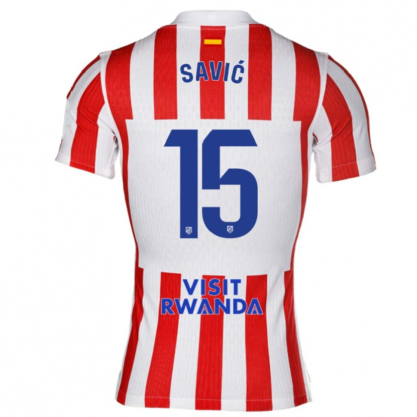 Danxen Dames Stefan Savic #15 Rood Wit Thuisshirt Thuistenue 2025/26 T-Shirt