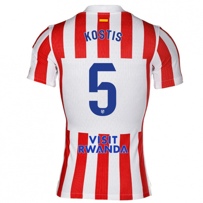 Danxen Dames Ilias Kostis #5 Rood Wit Thuisshirt Thuistenue 2025/26 T-Shirt