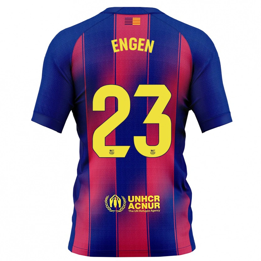 Danxen Dames Ingrid Engen #23 Blauw Rood Thuisshirt Thuistenue 2025/26 T-Shirt