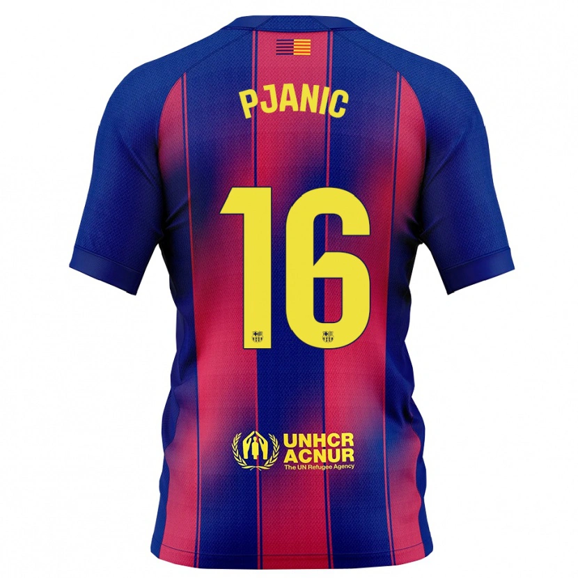 Danxen Dames Miralem Pjanic #16 Blauw Rood Thuisshirt Thuistenue 2025/26 T-Shirt