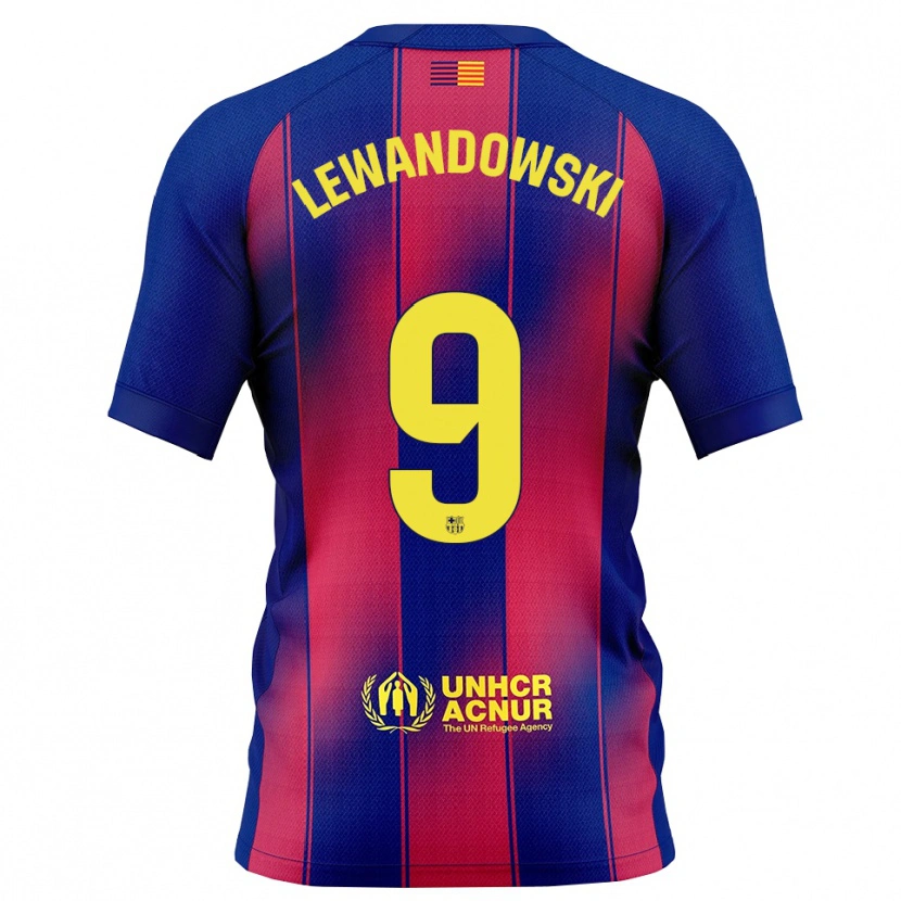 Danxen Dames Robert Lewandowski #9 Blauw Rood Thuisshirt Thuistenue 2025/26 T-Shirt