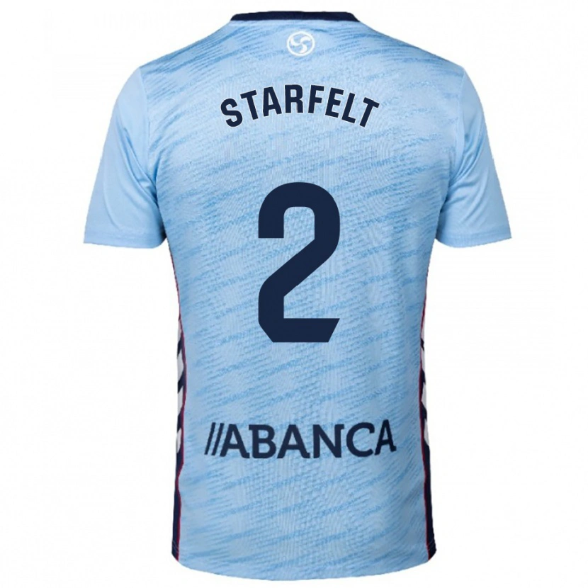 Danxen Dames Carl Starfelt #2 Hemelsblauw Rood Thuisshirt Thuistenue 2025/26 T-Shirt