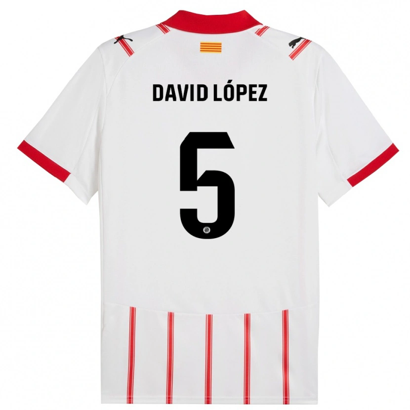Danxen Dames David López #5 Wit Rood Thuisshirt Thuistenue 2025/26 T-Shirt