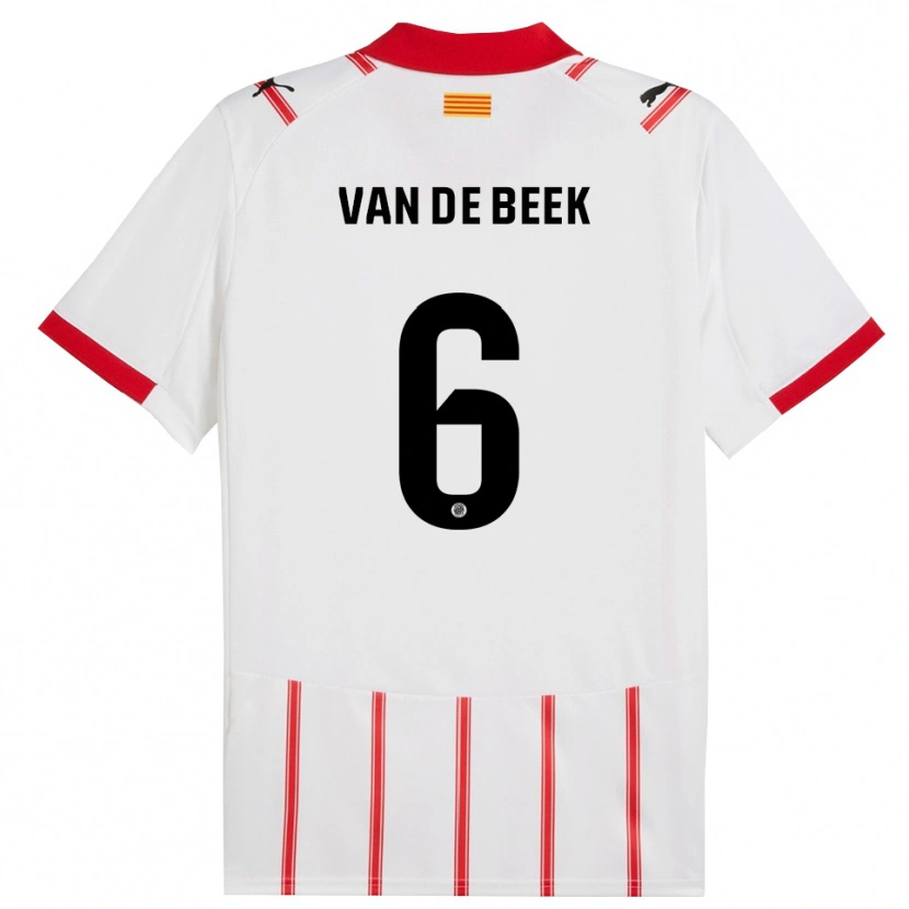 Danxen Dames Donny Van De Beek #6 Wit Rood Thuisshirt Thuistenue 2025/26 T-Shirt