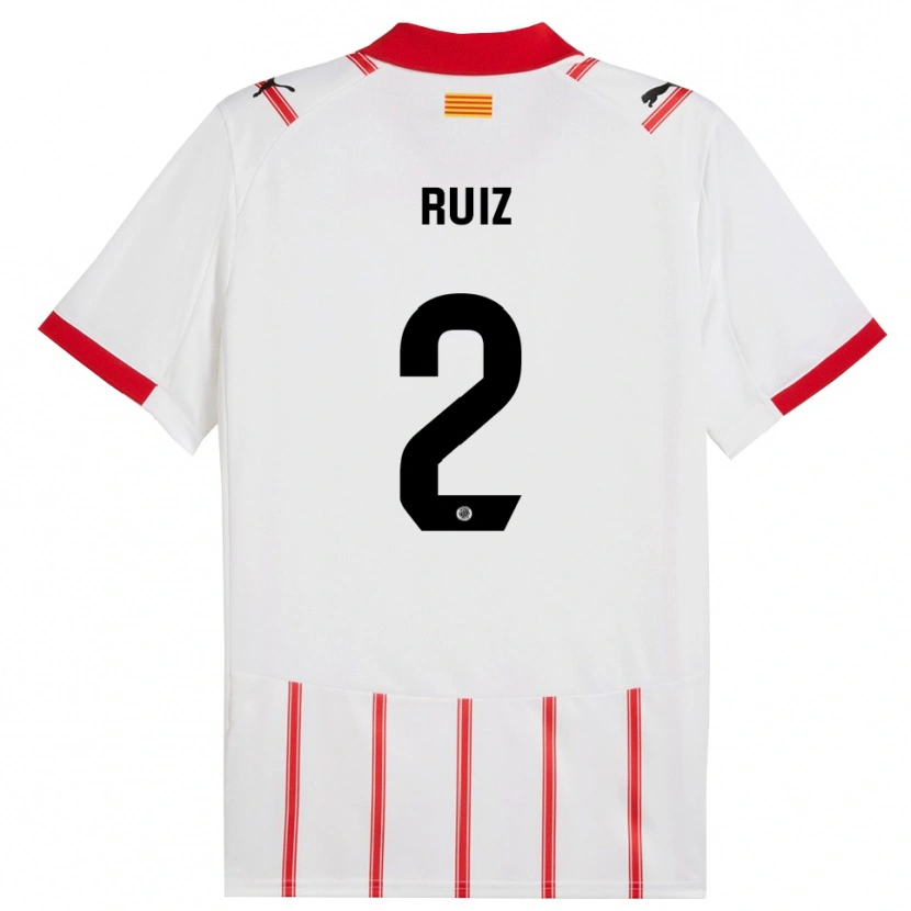 Danxen Dames Ferran Ruiz #2 Wit Rood Thuisshirt Thuistenue 2025/26 T-Shirt