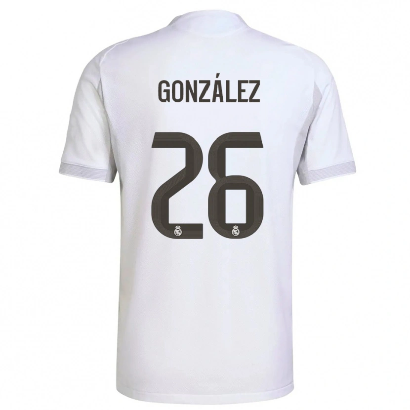 Danxen Dames Fran González #26 Wit Geel Thuisshirt Thuistenue 2025/26 T-Shirt