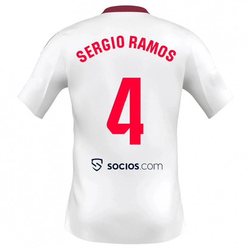 Danxen Dames Sergio Ramos #4 Wit Rood Thuisshirt Thuistenue 2025/26 T-Shirt