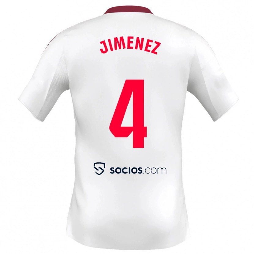 Danxen Dames Diego Jiménez #4 Wit Rood Thuisshirt Thuistenue 2025/26 T-Shirt