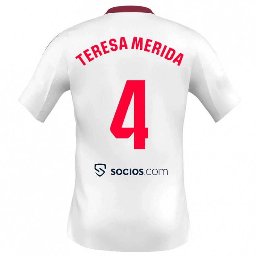 Danxen Dames Teresa Merida #4 Wit Rood Thuisshirt Thuistenue 2025/26 T-Shirt