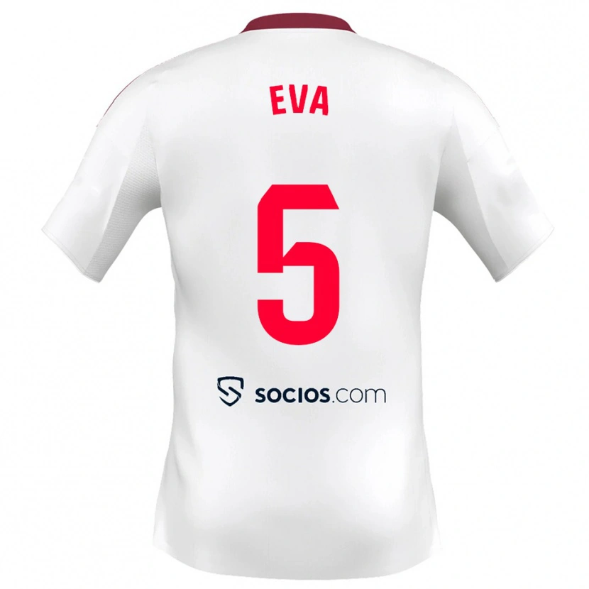 Danxen Dames Eva Llamas Hernández #5 Wit Rood Thuisshirt Thuistenue 2025/26 T-Shirt