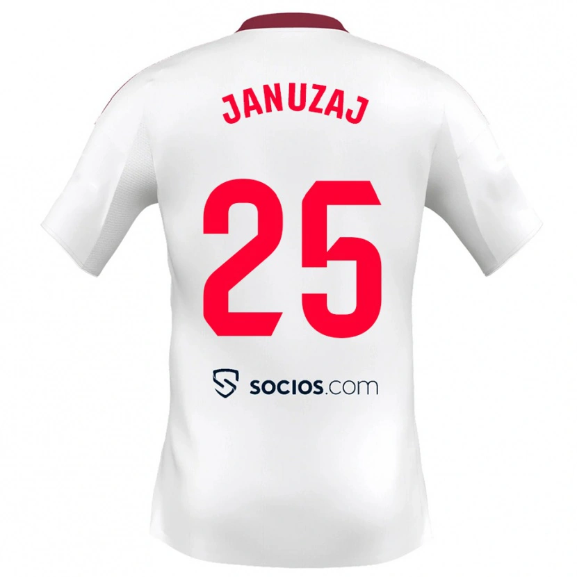 Danxen Dames Adnan Januzaj #25 Wit Rood Thuisshirt Thuistenue 2025/26 T-Shirt