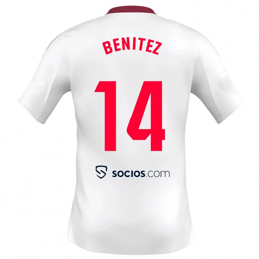 Danxen Dames Emilio Benítez #14 Wit Rood Thuisshirt Thuistenue 2025/26 T-Shirt