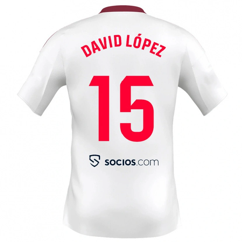 Danxen Dames David López #15 Wit Rood Thuisshirt Thuistenue 2025/26 T-Shirt