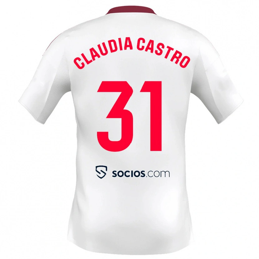 Danxen Dames Claudia Castro Romero #31 Wit Rood Thuisshirt Thuistenue 2025/26 T-Shirt