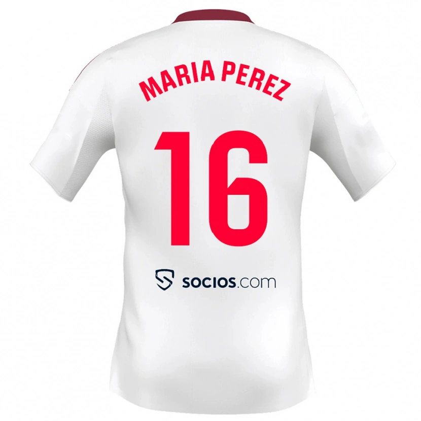 Danxen Dames María Pérez Rabaza #16 Wit Rood Thuisshirt Thuistenue 2025/26 T-Shirt
