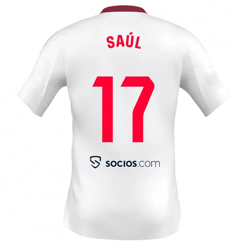 Danxen Dames Saul Niguez #17 Wit Rood Thuisshirt Thuistenue 2025/26 T-Shirt