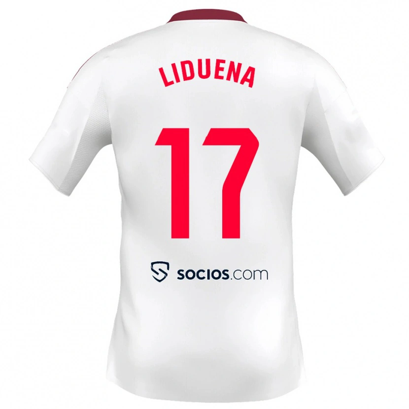Danxen Dames Daniel Lidueña #17 Wit Rood Thuisshirt Thuistenue 2025/26 T-Shirt