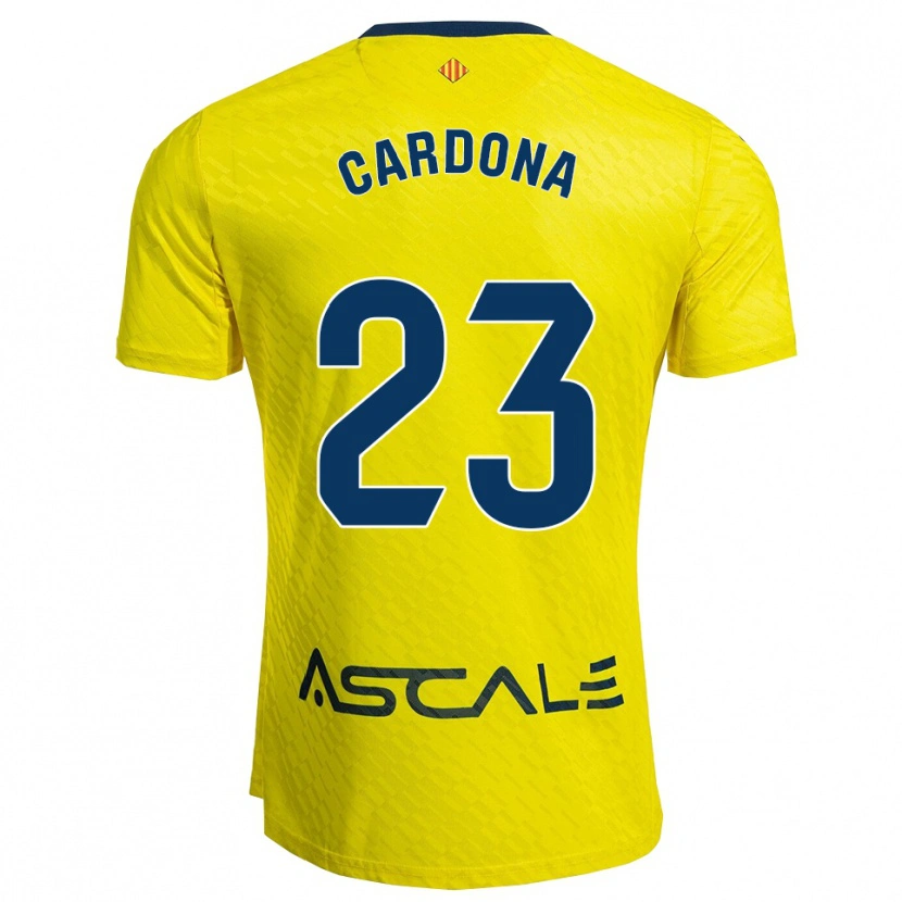Danxen Dames Sergi Cardona #23 Geel Marineblauw Thuisshirt Thuistenue 2025/26 T-Shirt