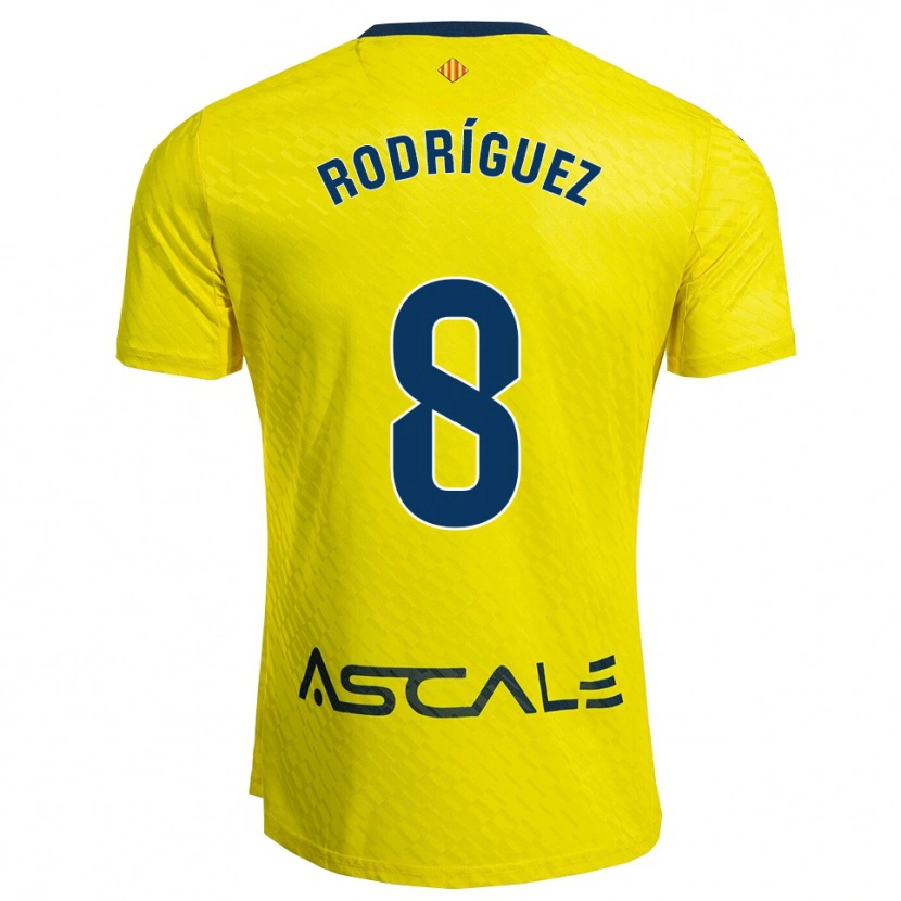 Danxen Dames Unai Rodríguez #8 Geel Marineblauw Thuisshirt Thuistenue 2025/26 T-Shirt