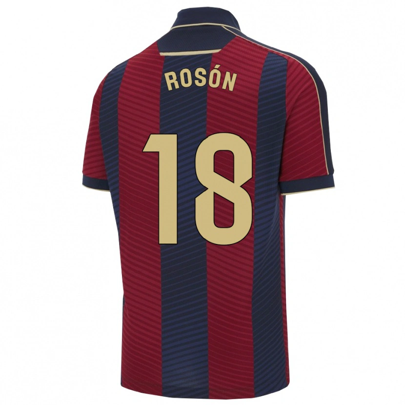 Danxen Dames Pablo Rosón #18 Rood Marineblauw Thuisshirt Thuistenue 2025/26 T-Shirt