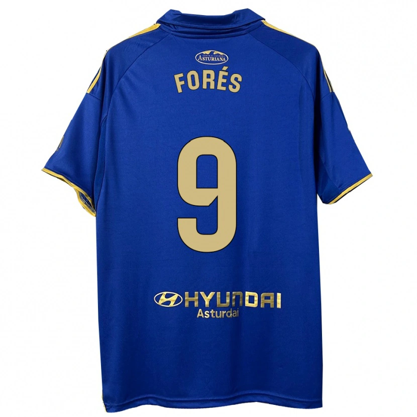 Danxen Dames Álex Forés #9 Blauw Goud Thuisshirt Thuistenue 2025/26 T-Shirt