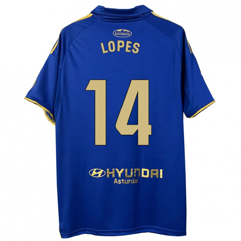 Danxen Dames Adrián Lopes #14 Blauw Goud Thuisshirt Thuistenue 2025/26 T-Shirt