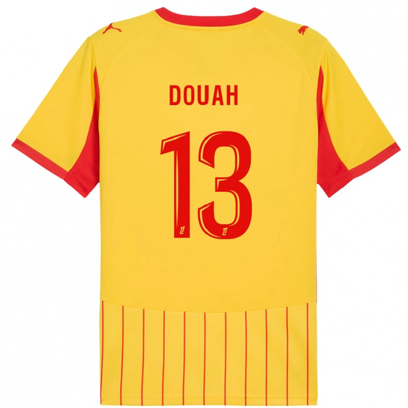 Danxen Dames Chemssedine Douah #13 Geel Rood Thuisshirt Thuistenue 2025/26 T-Shirt